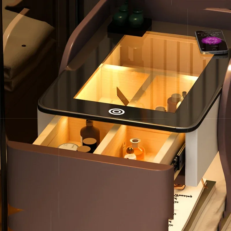 Exclusive Wood Minimalist Nightstand Table Modern Bedroom Italian Drawers Nightstand Table Nordic White Home Furniture - Image 5