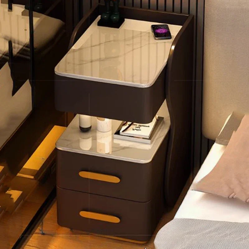 Exclusive Wood Minimalist Nightstand Table Modern Bedroom Italian Drawers Nightstand Table Nordic White Home Furniture - Image 3