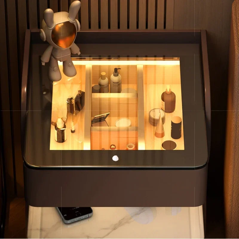 Exclusive Wood Minimalist Nightstand Table Modern Bedroom Italian Drawers Nightstand Table Nordic White Home Furniture - Image 6