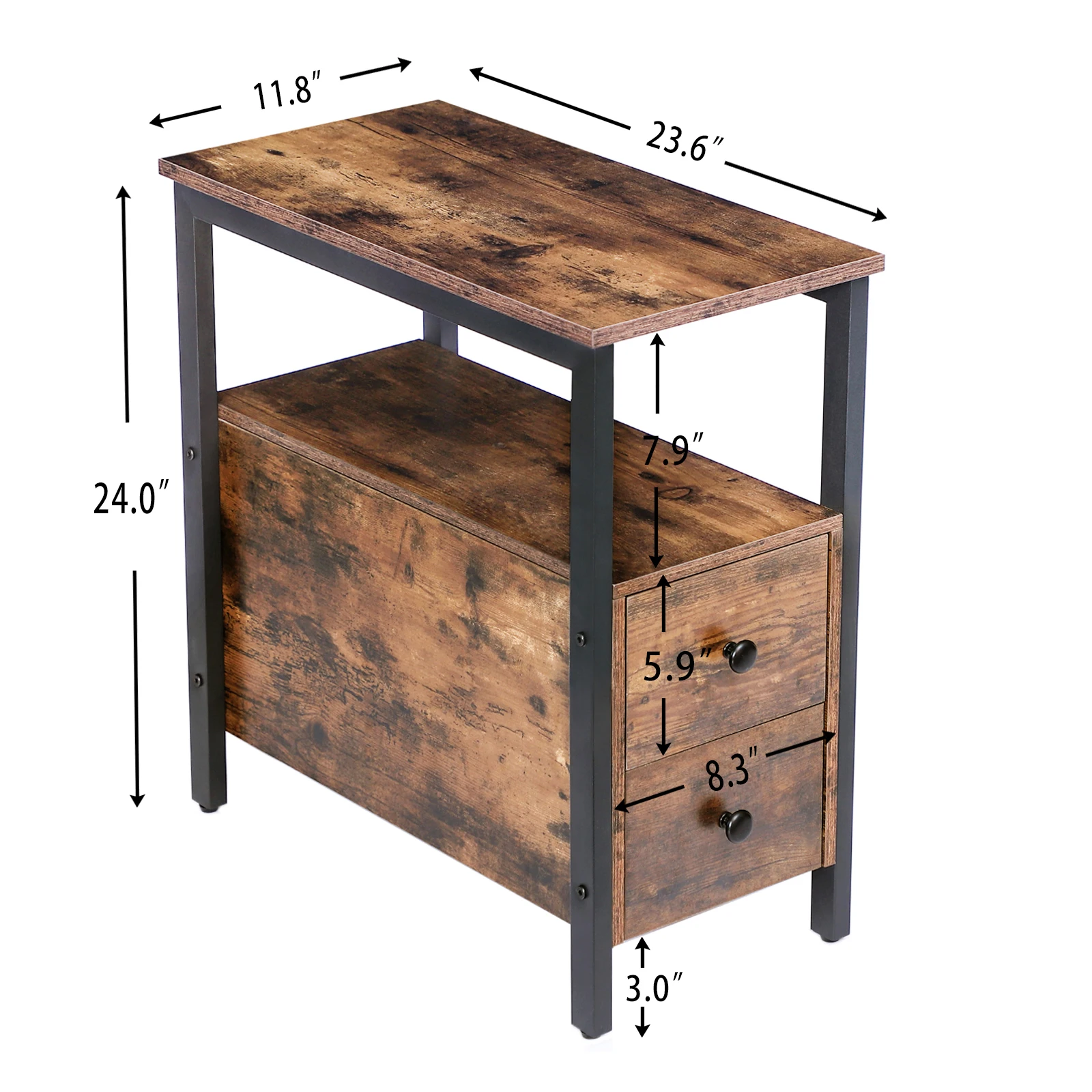 HOOBRO End Tables Set of 2, Narrow Nightstand with Drawers, Narrow Side Table, Bedside Tables Living Room - Image 2