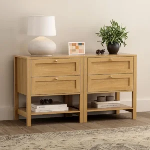 Farmhouse Nightstand Set of 2 with Drawer, 24.4" Tall Modern Wood Bedside Table with Open Shelf, Large End Table for Bedroom, So