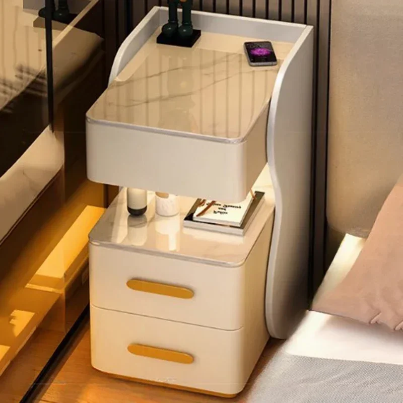 Exclusive Wood Minimalist Nightstand Table Modern Bedroom Italian Drawers Nightstand Table Nordic White Home Furniture
